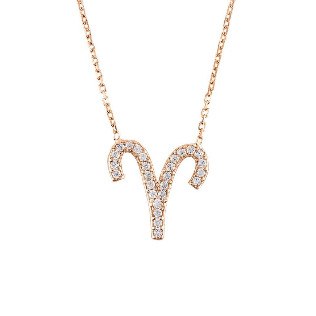 قلادة برج الحمل من الذهب الوردي