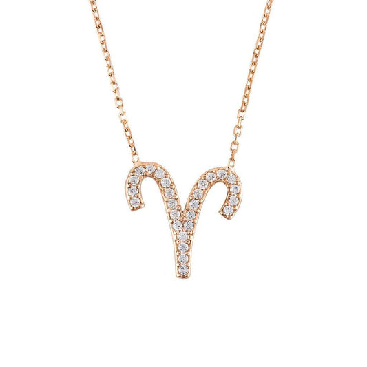 قلادة برج الحمل من الذهب الوردي