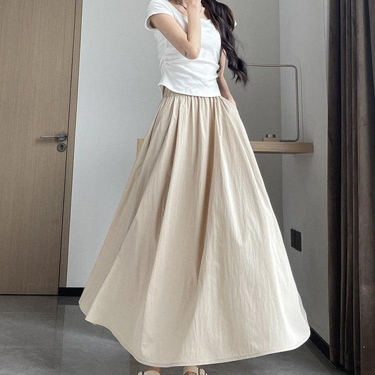 Summer High Waist A- Line Slimming Pleated Dress