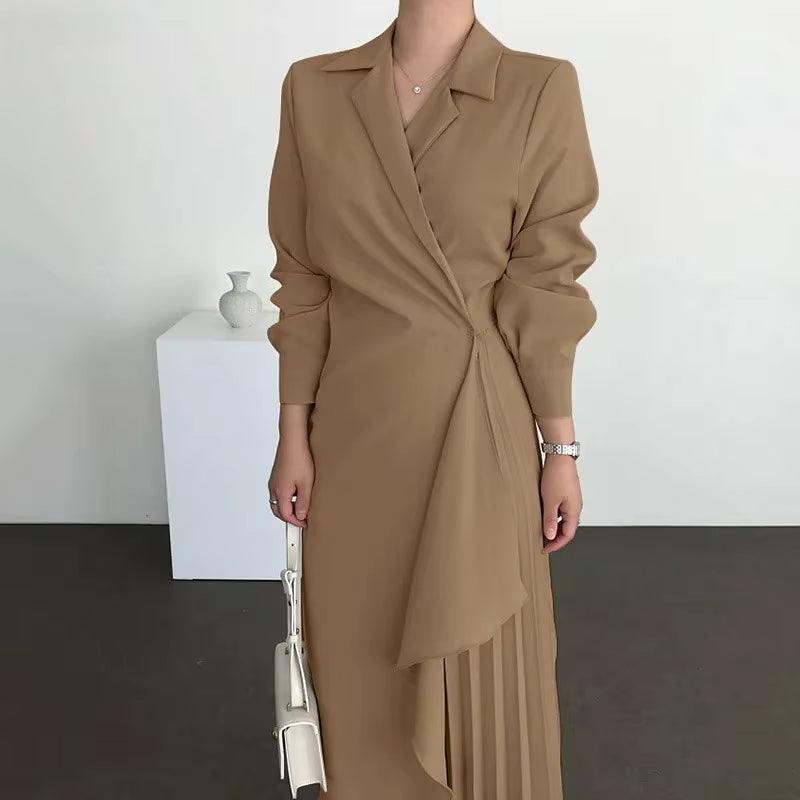 Dresses for Women  Pleated Formal Elegant Shirt Long Dress Office Lady
