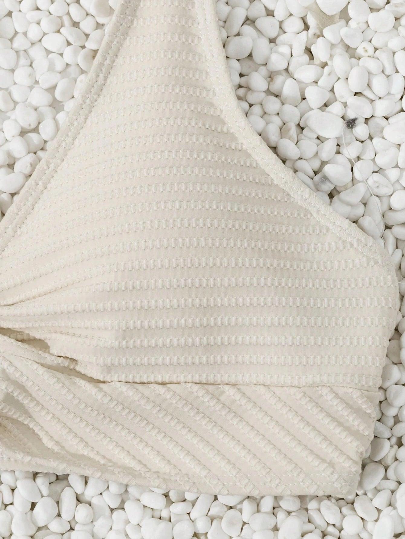 Swim Basics Summer Beach Ladies' Solid Color Twist Front Bikini Set