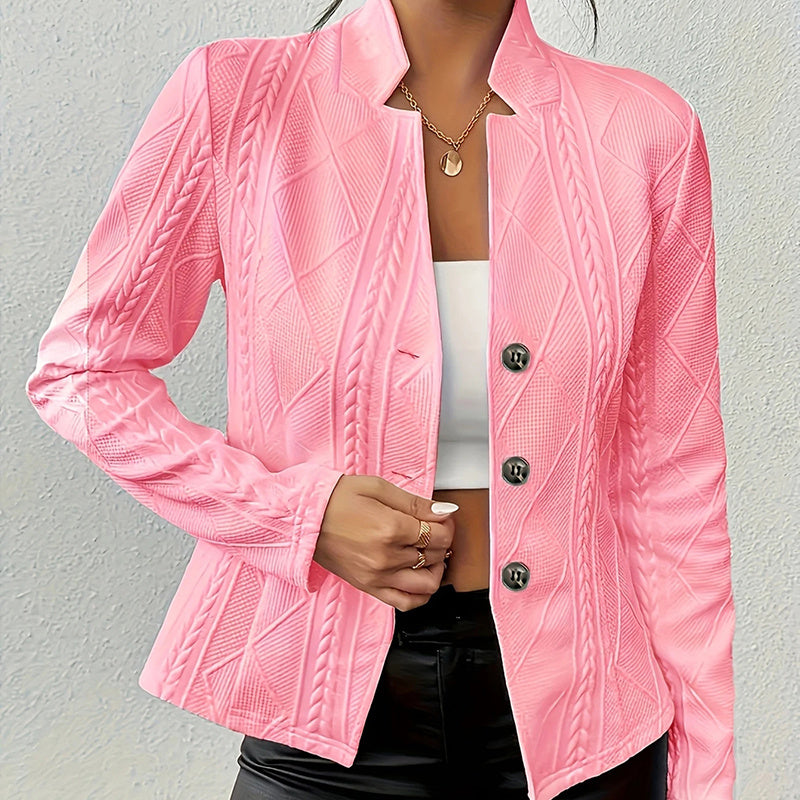 Women's Elegant Textured Open Front Business Casual Work Office Blazer Jacket Suit