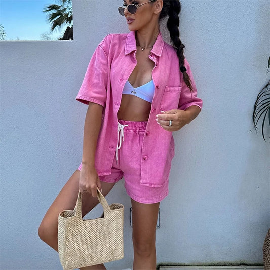 Summer New Women's Two Piece Shorts Set