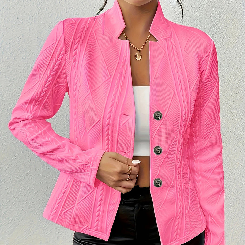 Women's Elegant Textured Open Front Business Casual Work Office Blazer Jacket Suit