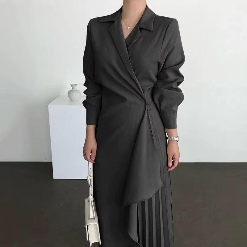 Dresses for Women  Pleated Formal Elegant Shirt Long Dress Office Lady