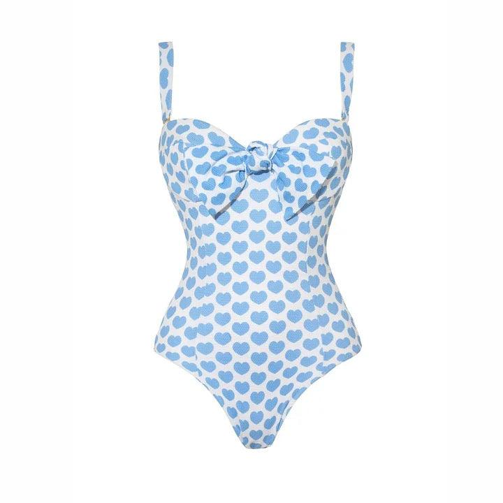 Love printed vacation high waist split swimsuit set for women