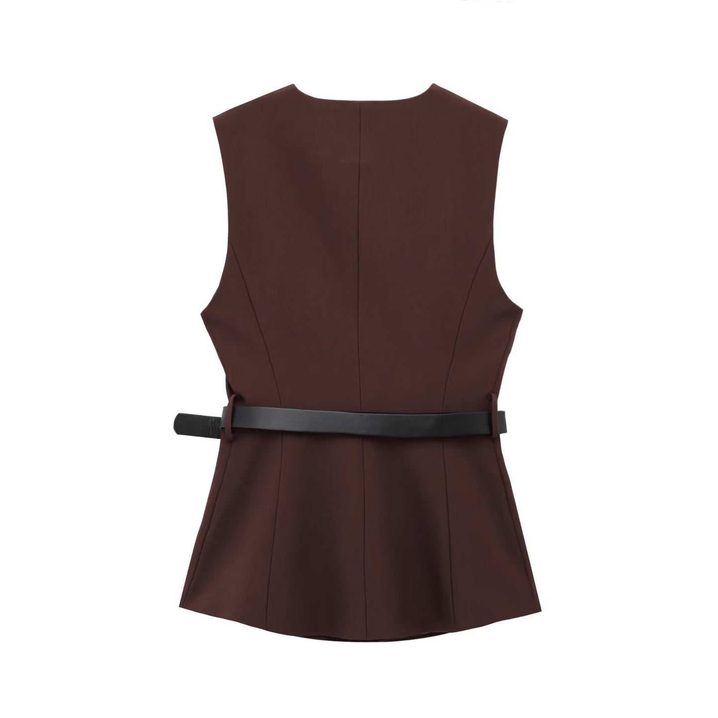 Belt Simple Sleeveless Shirt