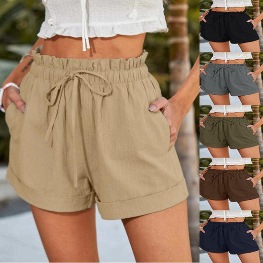 Summer New Solid Color Loose Casual Fashion Shorts For Women