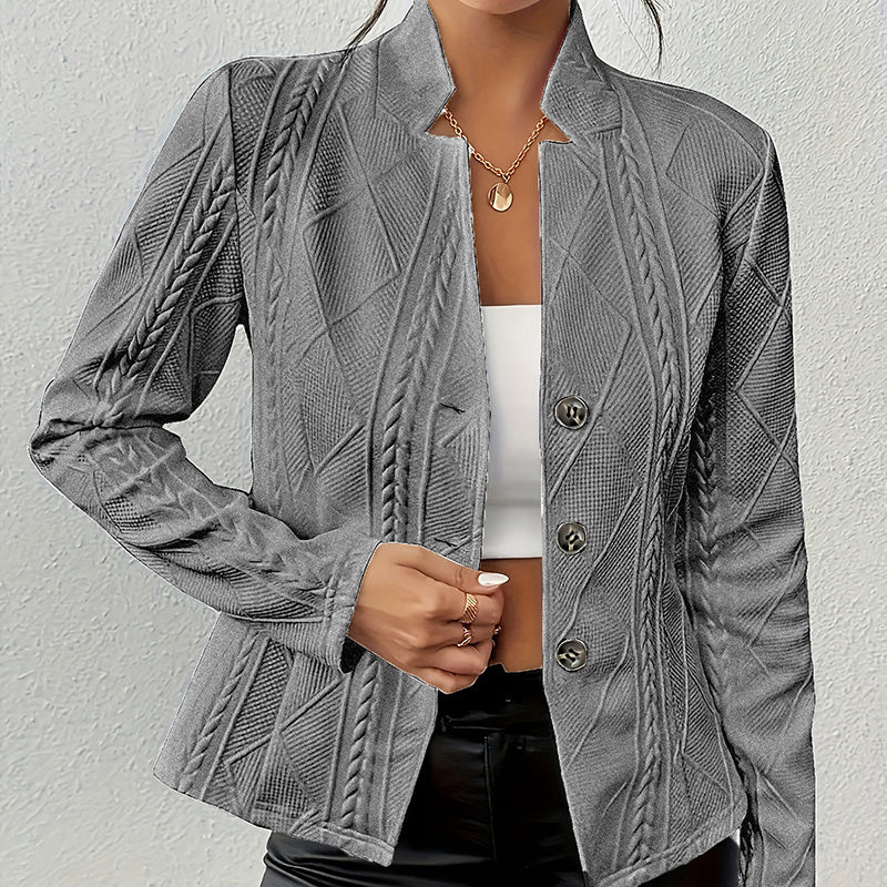Women's Elegant Textured Open Front Business Casual Work Office Blazer Jacket Suit