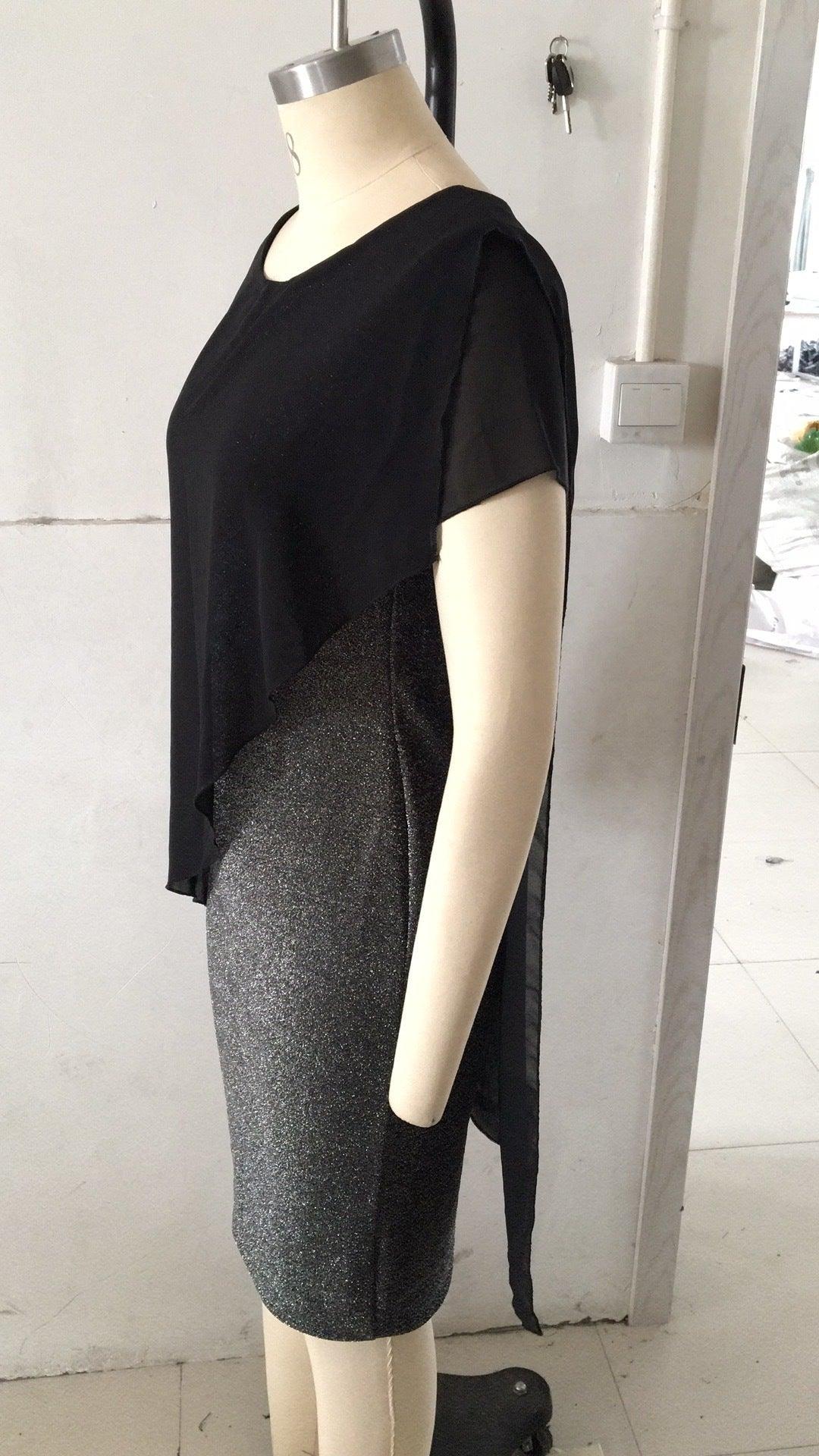 Solid Color Chiffon Two-piece Slim Fit Sheath Sexy Party Formal Dress