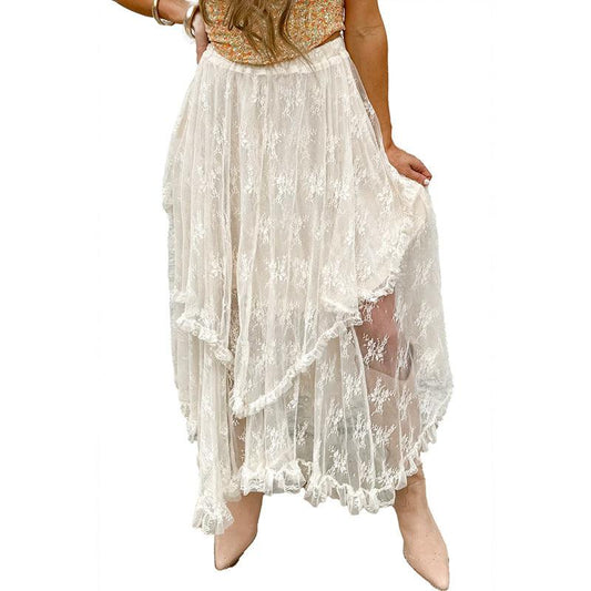 elegant lace layered skirt women's