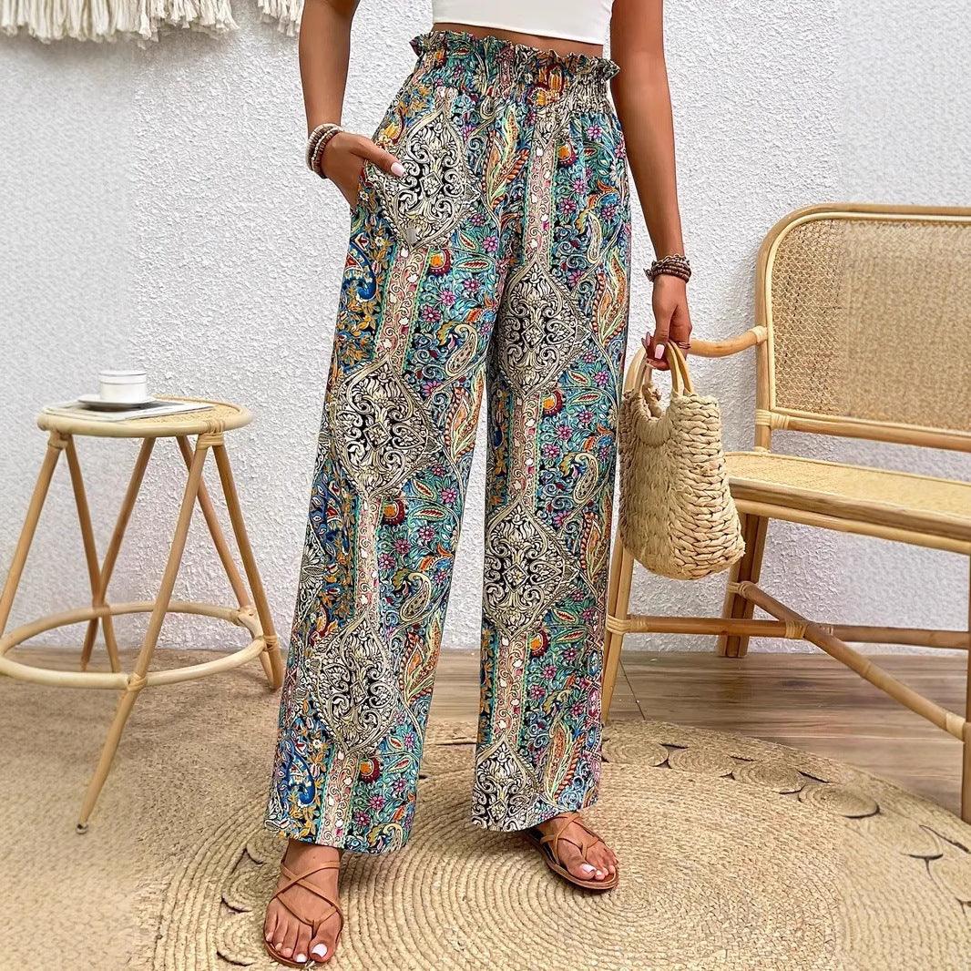 Bohemia Print Fashion Women's Wide-legged Pants