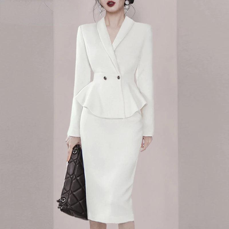 Elegant Office Ladies Dress Suits 2 Two Piece Sets Clothes Outfits Female Work