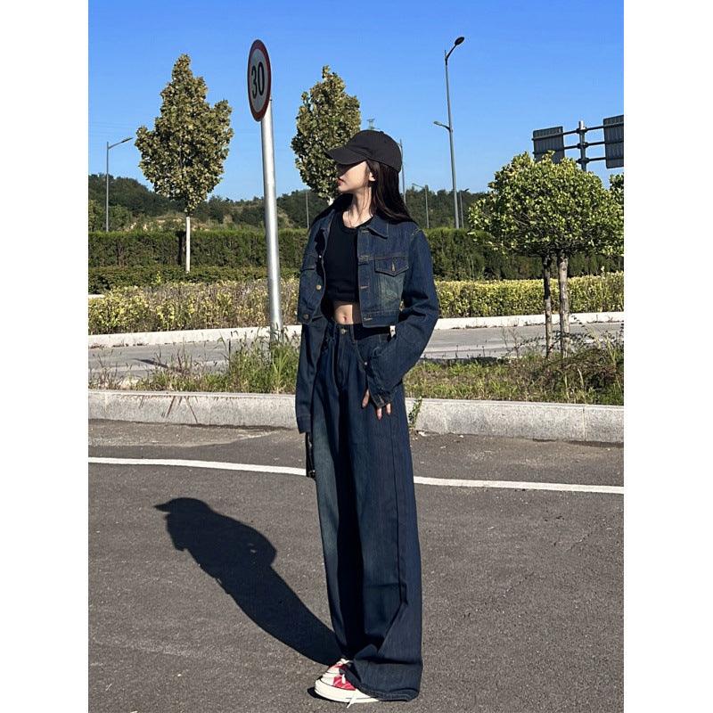 Wide Leg Jeans Two-piece Suit