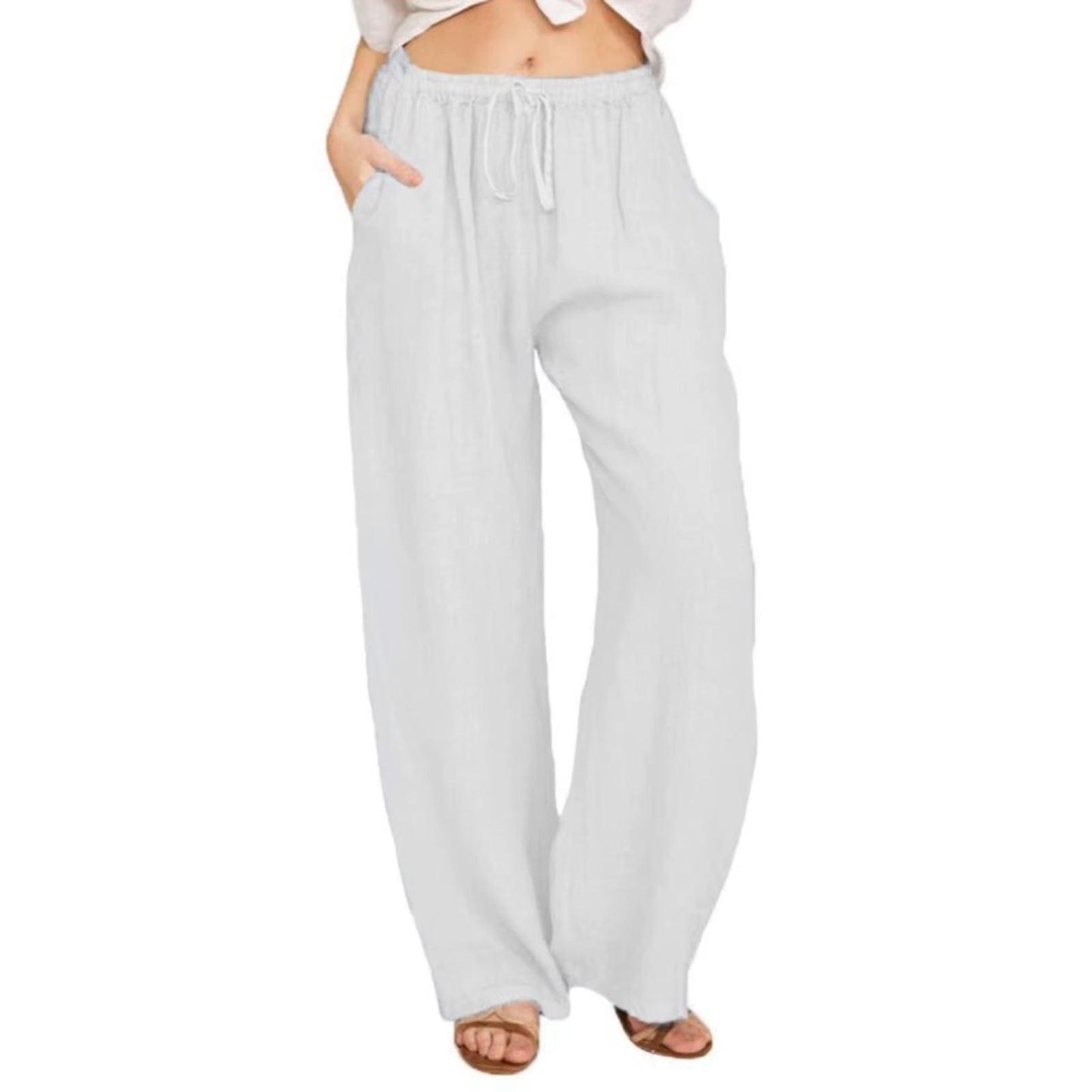 Dropshipping Cargo Pants Women Pants Strong Elastic Wide Leg Trousers Female Soft Joggers Sports Drawstring Straight Sweatpants