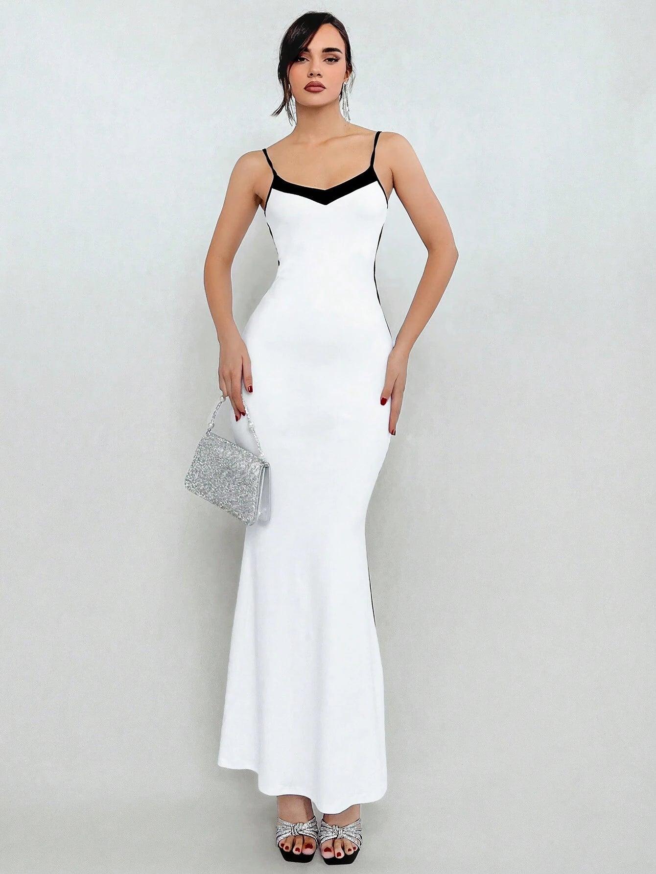 Aloruh Color Block Mermaid Hem Cami Dress