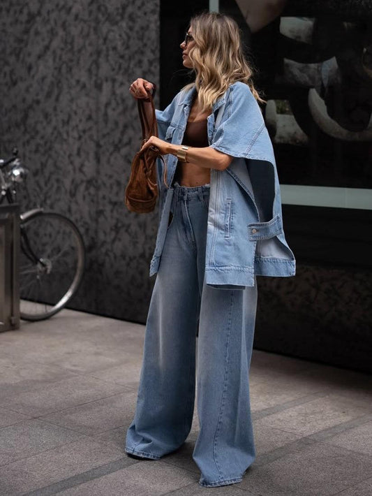 Denim Wide Fit Sleeveless Cardigan Top
