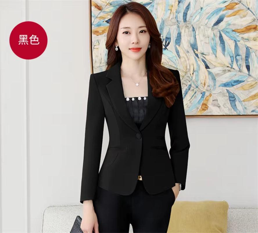 High-Quality Women Blazers Jacket Fall Office Lady Business Formal Wear Small Suit Single Button Blazer Coat Mujer Y89