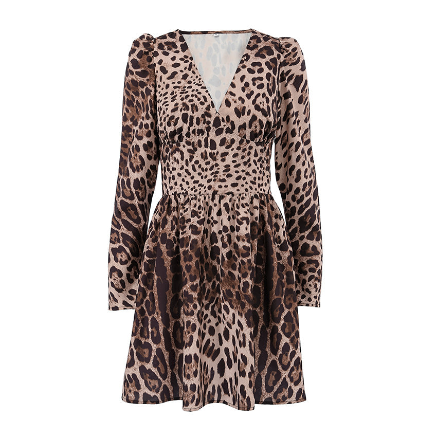 V-neck slim fit dress long sleeved