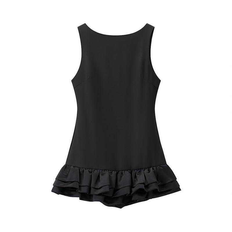 Ruffled Halter Spaghetti Straps Backless Sleeveless Dress