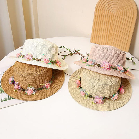 Women's Flat Straw Hat Sun Protection
