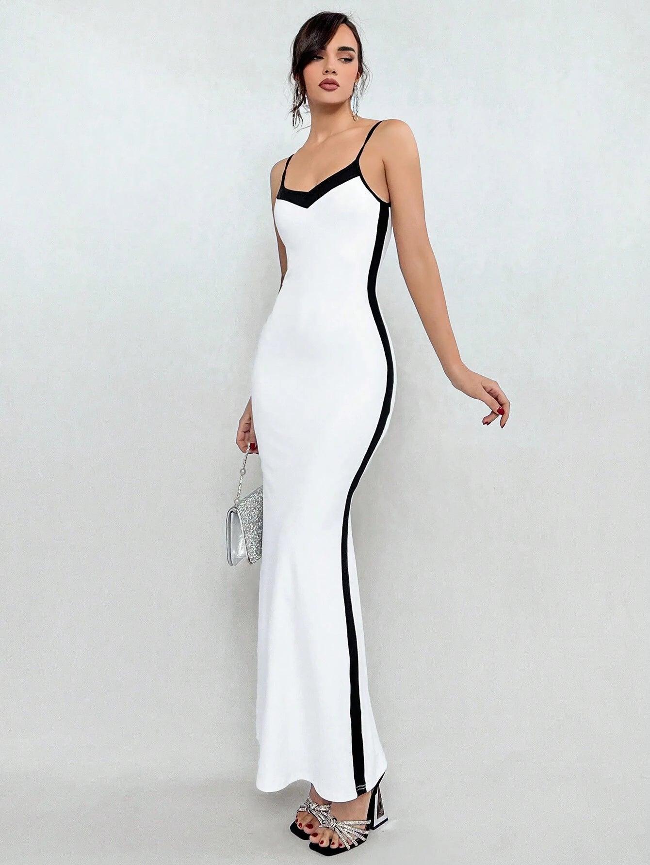 Aloruh Color Block Mermaid Hem Cami Dress