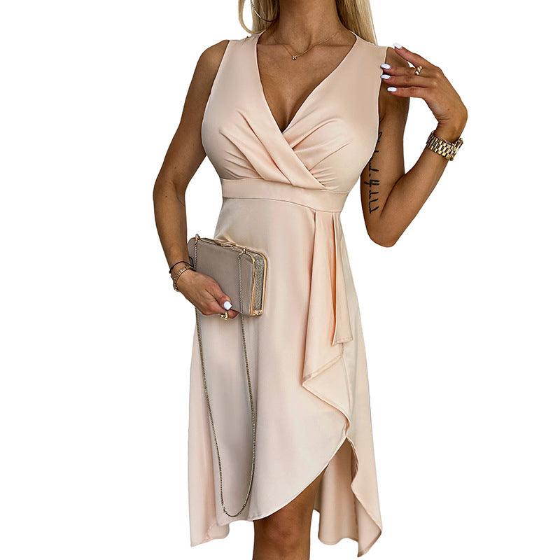 Summer new solid color slim-fit dress female fashion