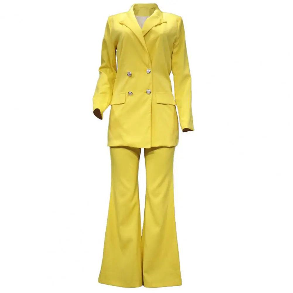 Elegant 1 Set Double Breasted Patchwork Temperament Suit Jacket Pants Long Sleeve