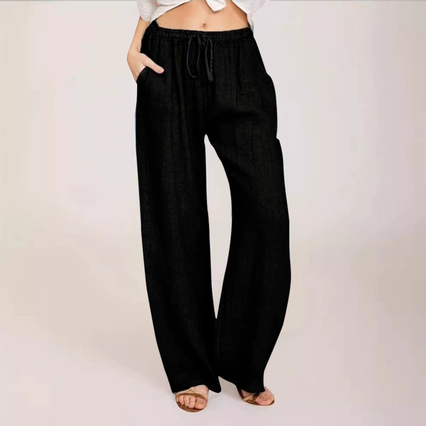 Dropshipping Cargo Pants Women Pants Strong Elastic Wide Leg Trousers Female Soft Joggers Sports Drawstring Straight Sweatpants