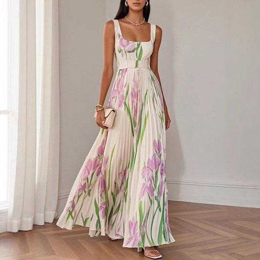 Pleated Printing Dress