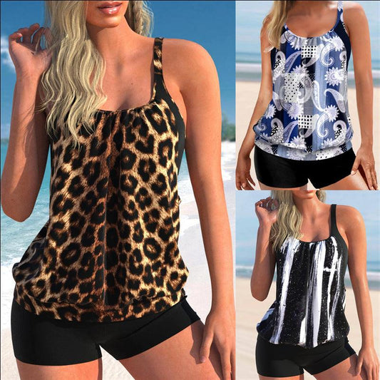 split swimsuit waist sling hollowed out boxer pants swimsuit women