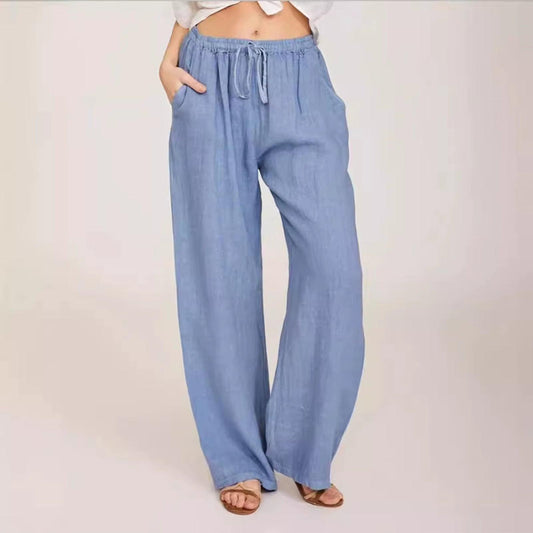 Dropshipping Cargo Pants Women Pants Strong Elastic Wide Leg Trousers Female Soft Joggers Sports Drawstring Straight Sweatpants