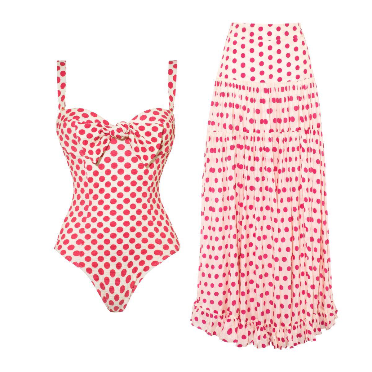 Love printed vacation high waist split swimsuit set for women