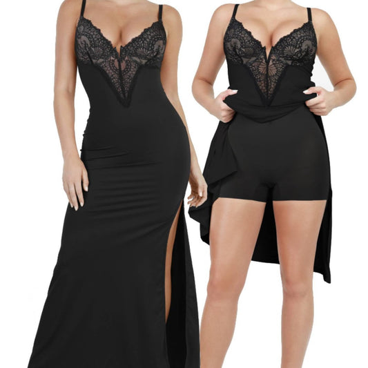 Lace see-through, slimming, tight-fitting jumpsuit dress