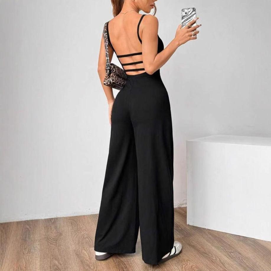 Cross Strap Backless Jumpsuit