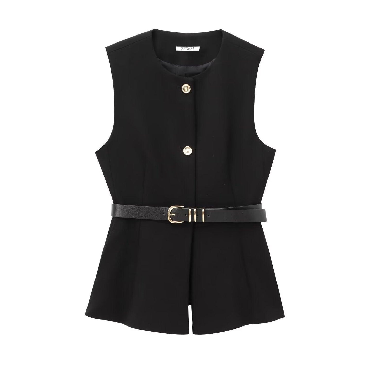 Belt Simple Sleeveless Shirt