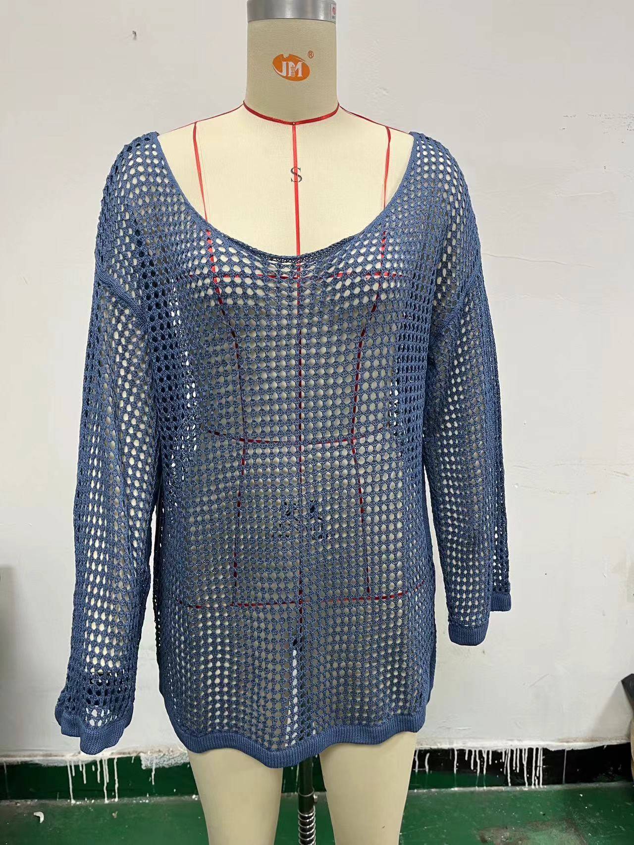 Mesh Hollow Out Knitwear Swimsuit Beach Sun Protection