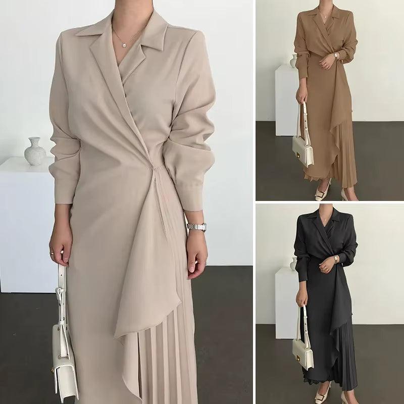 Dresses for Women  Pleated Formal Elegant Shirt Long Dress Office Lady