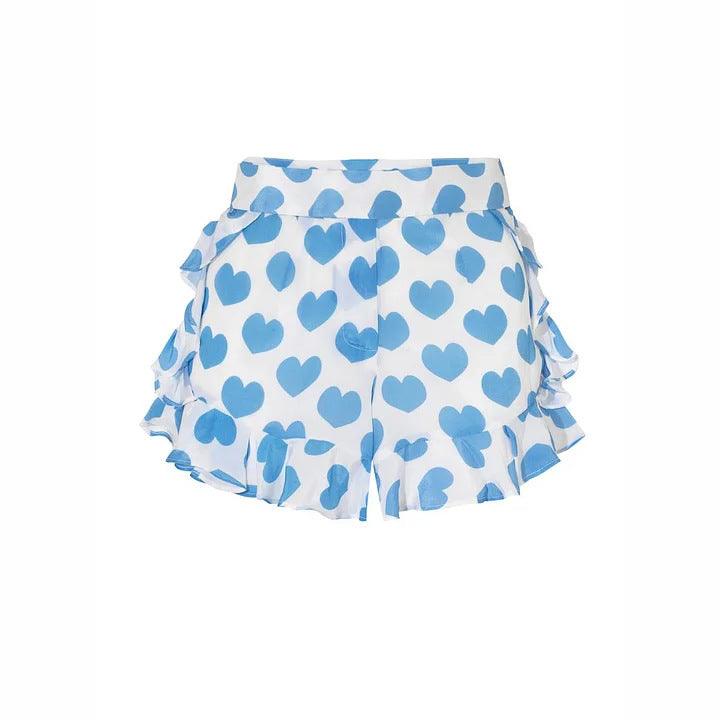 Love printed vacation high waist split swimsuit set for women