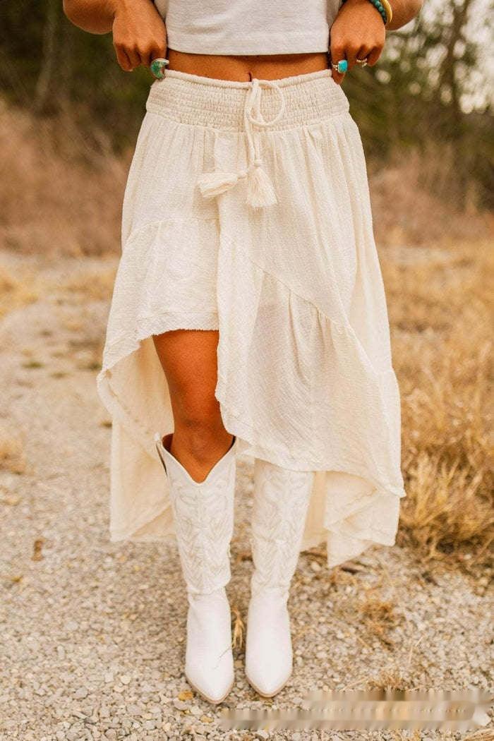 Asymmetric Stitching Elastic High Waist Skirt