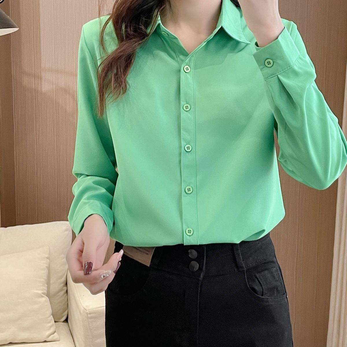 New shirt female long sleeve shirt blouse female version slim solid color
