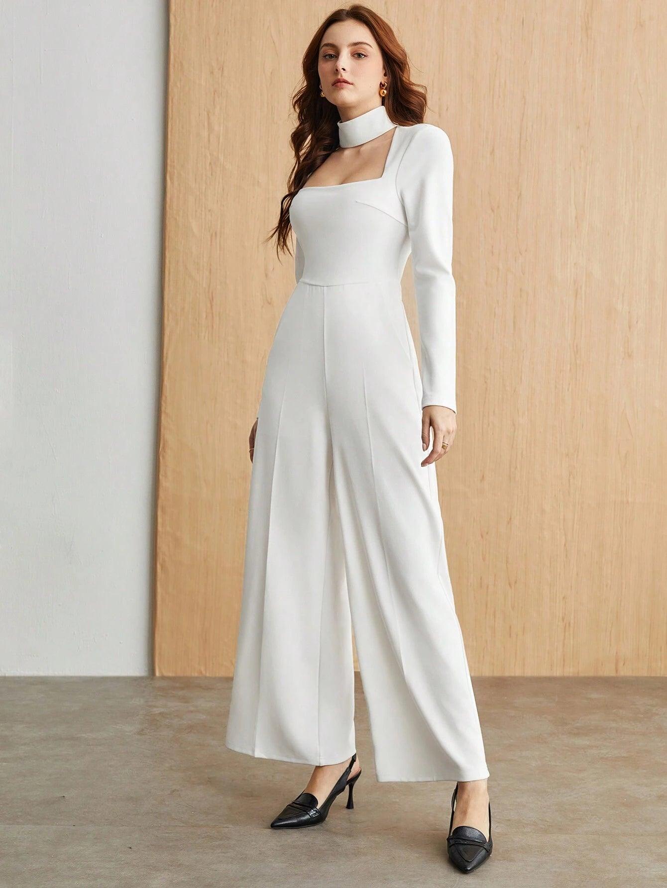 Bizchic Women'S Hollow Out Collar Jumpsuit without Waist Belt