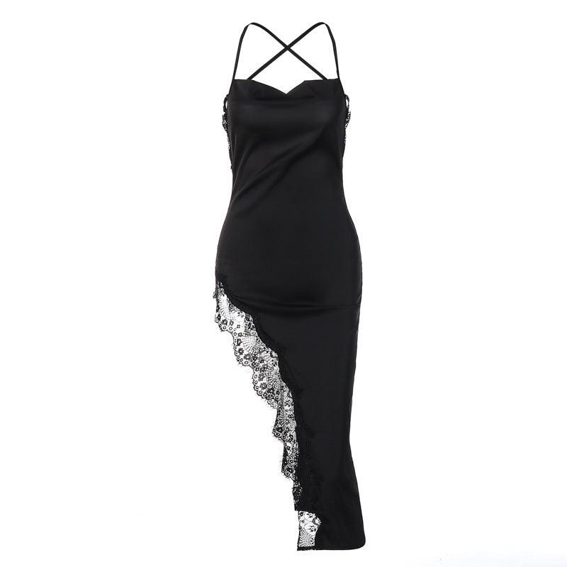 Women summer fashion backless slim lace halter dress women