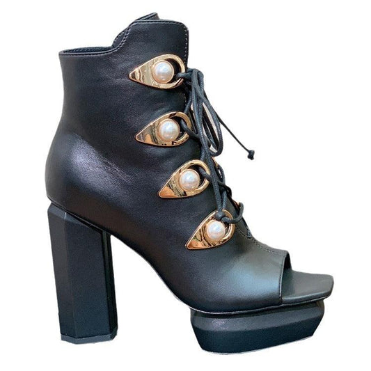 Luxury Women's Boots Designer Brand Metal Decor