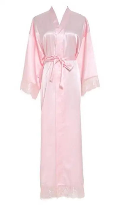 Summer Lace Patchwork Satin Kimono Robe Sexy Sleepwear