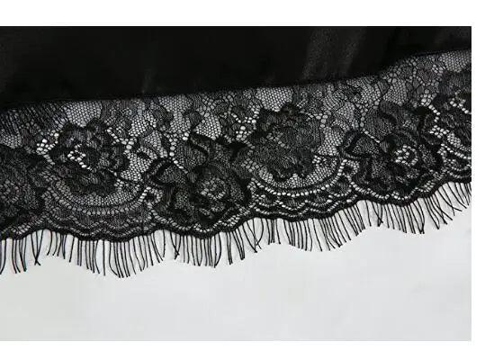 رداء كيمونو صيفي من الساتان المرقع بالدانتيل مثير للنوم