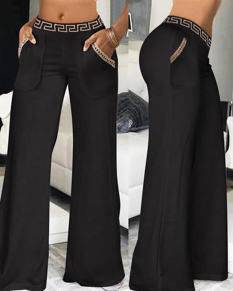 Women's Ribbon High Waist Wide Leg Pants