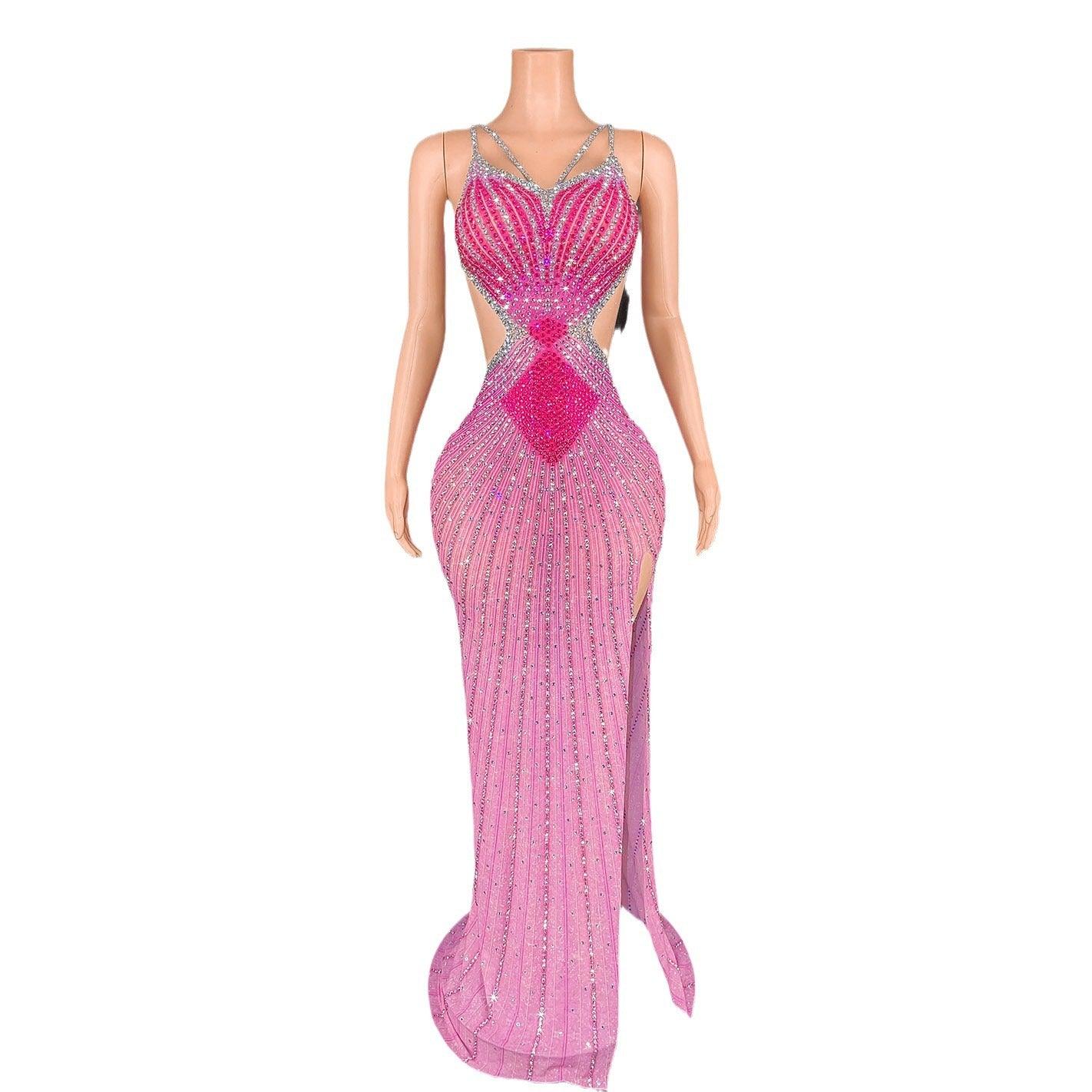 Sling Super Shiny Light Diamond Cinched Bodycon Sleeveless Dress Party