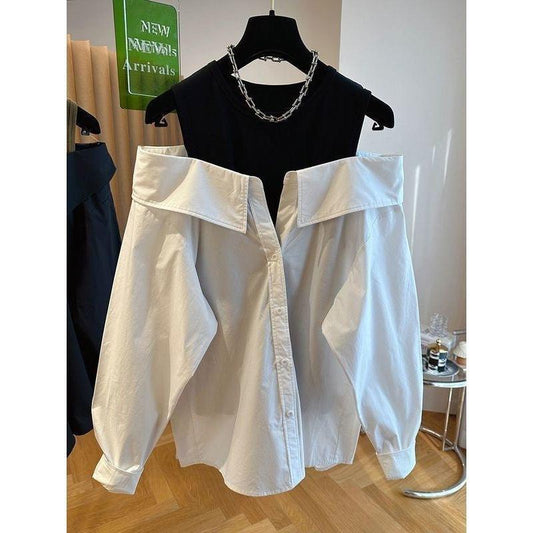 Loose Small Sling Vest Stitching Shirt Fake Two-piece Top