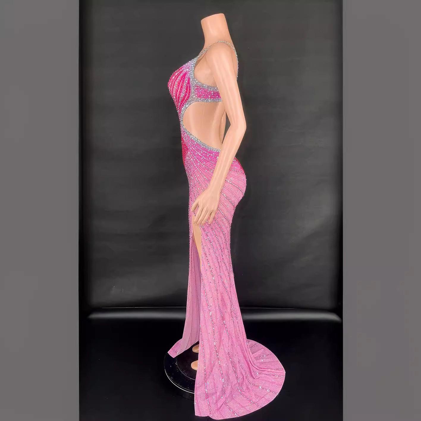 Sling Super Shiny Light Diamond Cinched Bodycon Sleeveless Dress Party